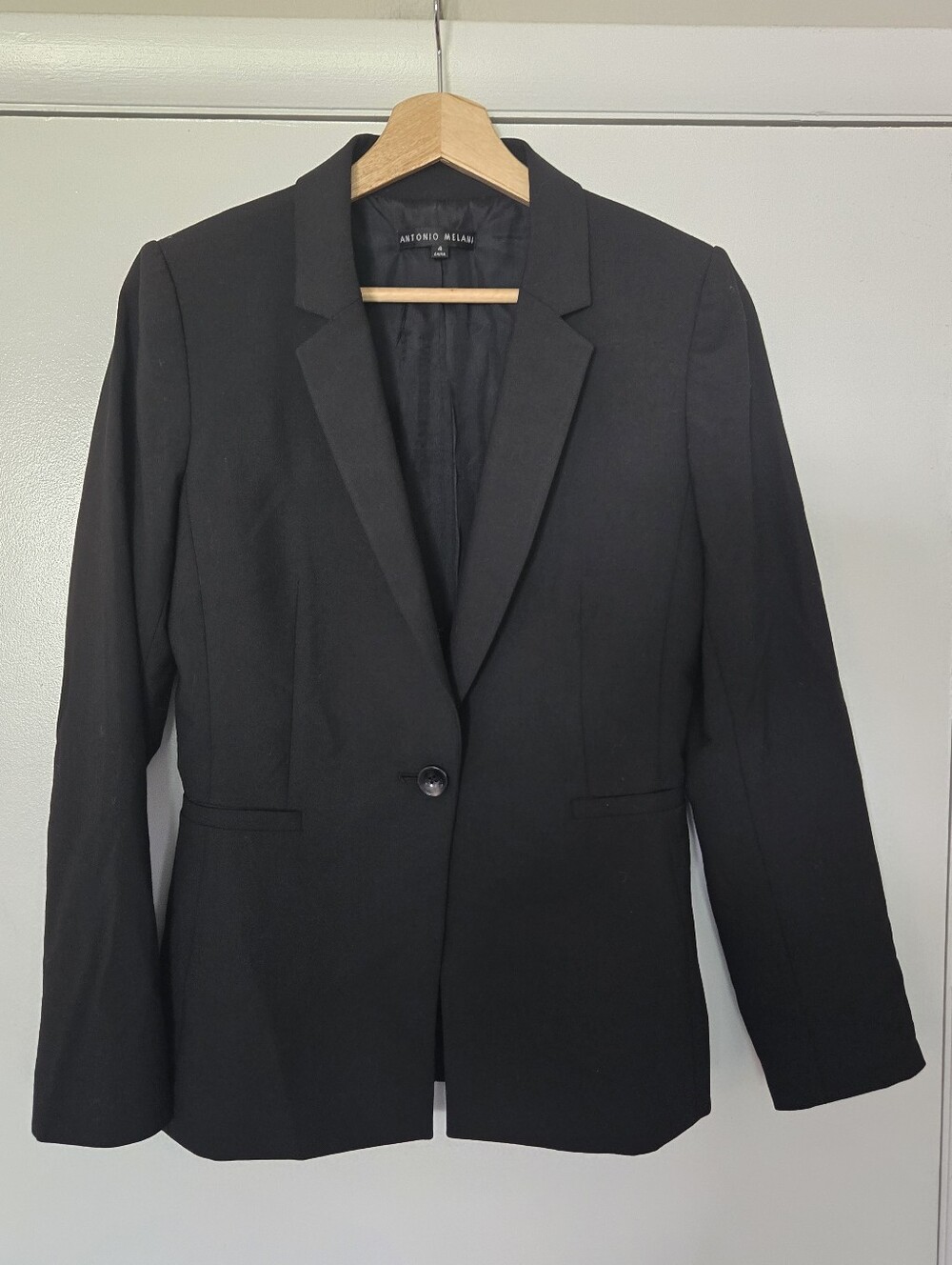 Antonio Melani Black Single Button Blazer Jacket Size 4